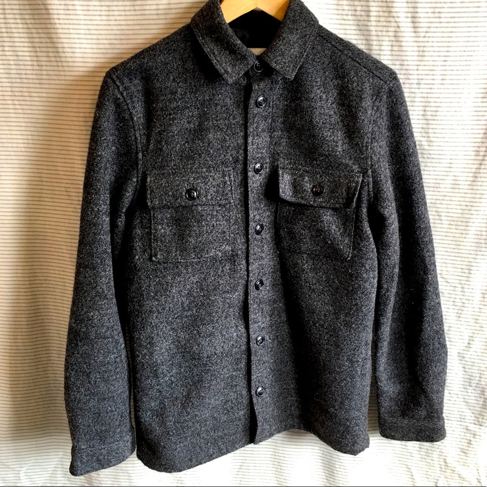 H&M David Beckham Collection Charcoal Wool Blend Shirt Jacket size XS